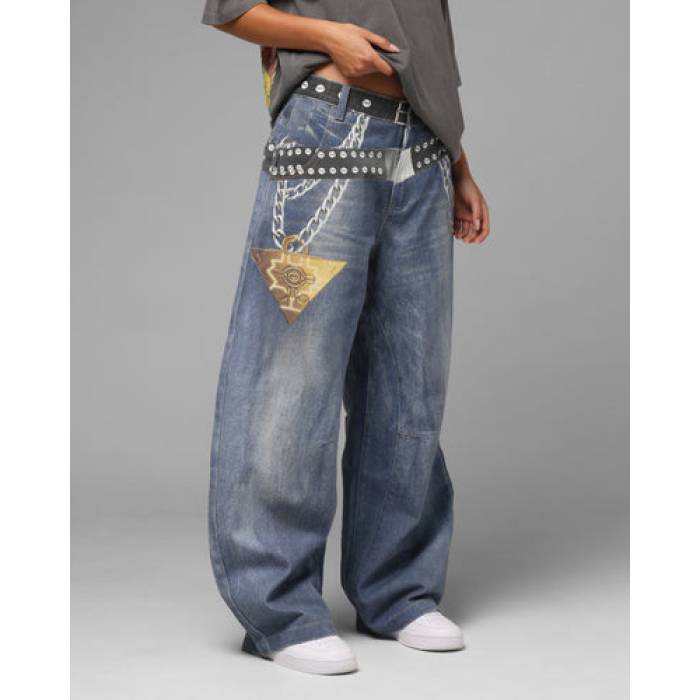 Loiter 【 X Yu-Gi-Oh! Printed Yugi Denim Jeans Womens Denim Blue 】 デニム ジーンズ レディース デニム 青色 ブルー｜スニケス