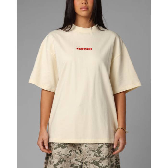 Loiter 【 Script Boxy T-Shirt Womens Off White 】 スクリプト Tシャツ レディース 白色 ホワイト