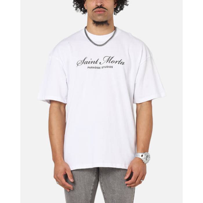 Saint Morta 【 Studios Logo T-Shirt Mens White 】 ロゴタイプ プルオーバー メンズ 白いこと 白いこと