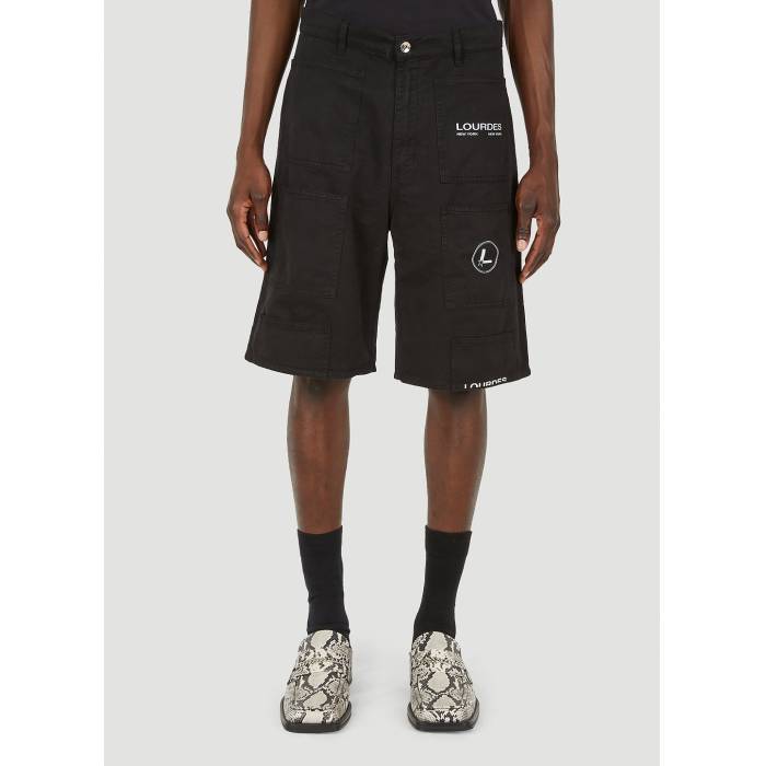 Lourdes 【 Logo Print Cargo Shorts Men Blk 】 ロゴ カーゴ ショーツ メンズ