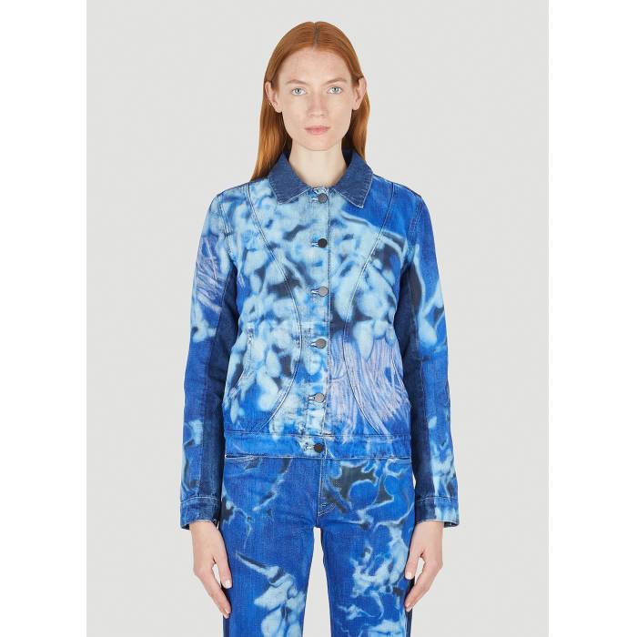 Paula Canovas Del Vas 【 Printed Denim Jacket Women Blu 】 デニム Jacket ジャケット レディース