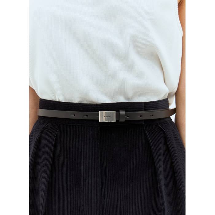Max Mara 【 Logo Tag Leather Belt Women Blk 】 ロゴ タグ レザー ベルト レディース|スニケス