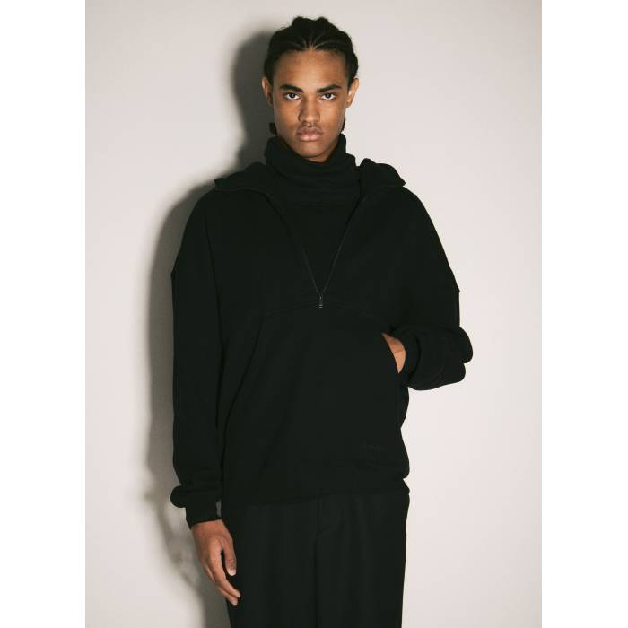 サンローラン Saint Laurent 【 Half-Zip Hooded Sweatshirt Men Blk 】 ボンネット付 汗水 調教師 メンズ