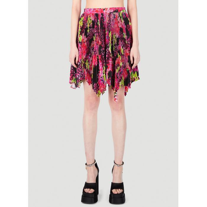 ヴェルサーチ Versace 【 Floral Logo Pleated Mini Skirt Women Pin 】 ロゴ レディース｜スニケス