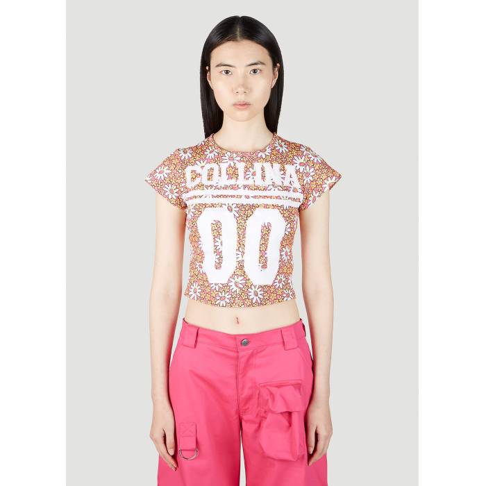 Collina Strada 【 Logo Print Floral T-Shirt Women Yel 】 ロゴ Tシャツ レディース