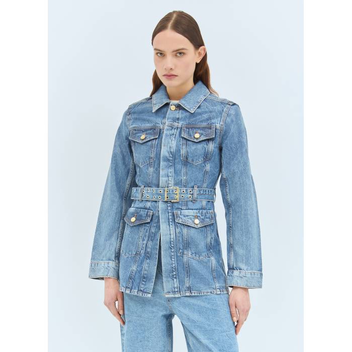 ガニー Ganni 【 Foil Denim Jacket Women Blu 】 ジーンズ Jacket 上衣 レディース