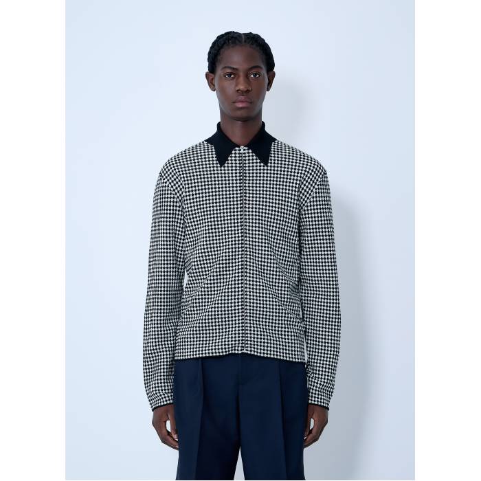 ジルサンダー Jil Sander 【 Houndstooth Zip-Up Shirt Men Gry 】 メンズ