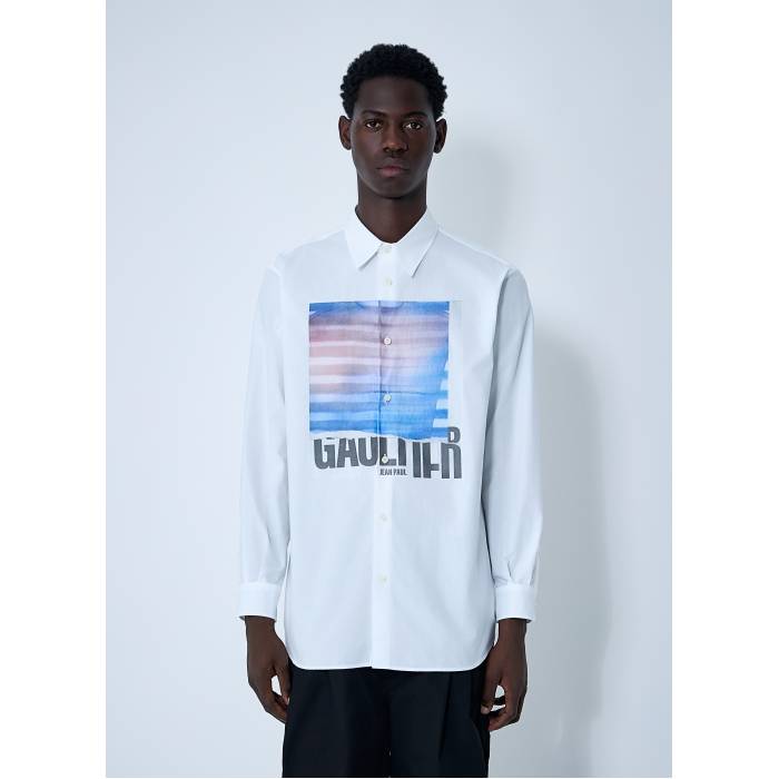 Jean Paul Gaultier 【 Logo Print Button-Down Shirt Men Wht 】 ロゴタイプ 名取り草落ちこむ メンズ