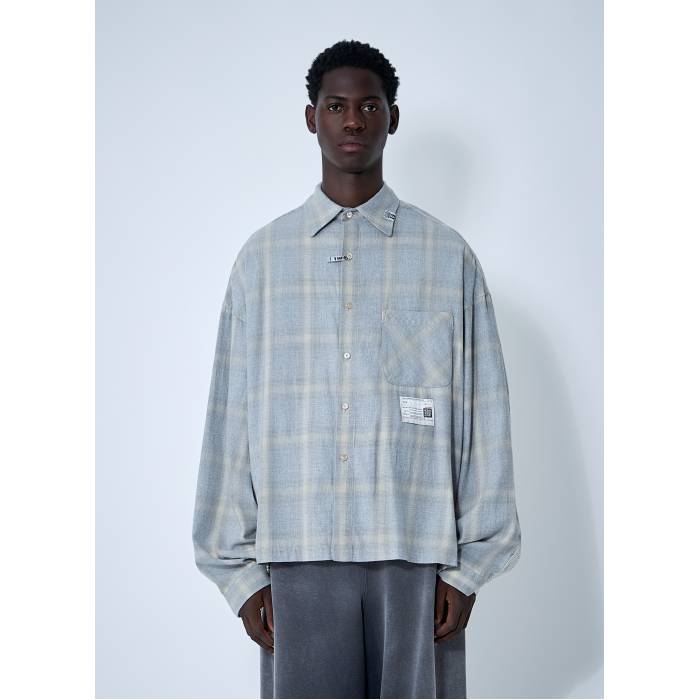 ミハラヤスヒロ　フード　レイヤード　シャツ　コート 44青 Maison MIHARA YASUHIRO - トリプルレイヤードシャツ - Triple Layered