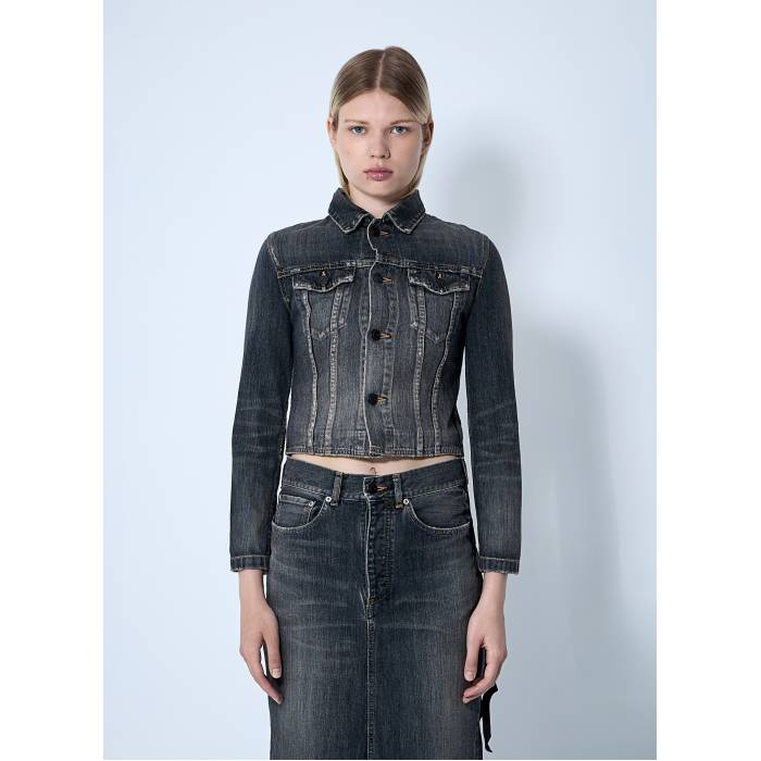 バレンシアガ Balenciaga 【 Lace-Up Denim Jacket Women Gry 】 ジーンズ Jacket 上衣 レディース レディースファッション-コート・ジャケット