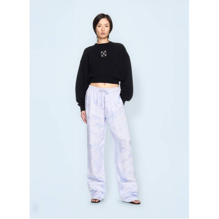 象牙色 Off-White 【 Jewel Mini Arrow Crop Sweatshirt Women Blk 】 箭 Crop クロップ 汗水 調教師 レディース