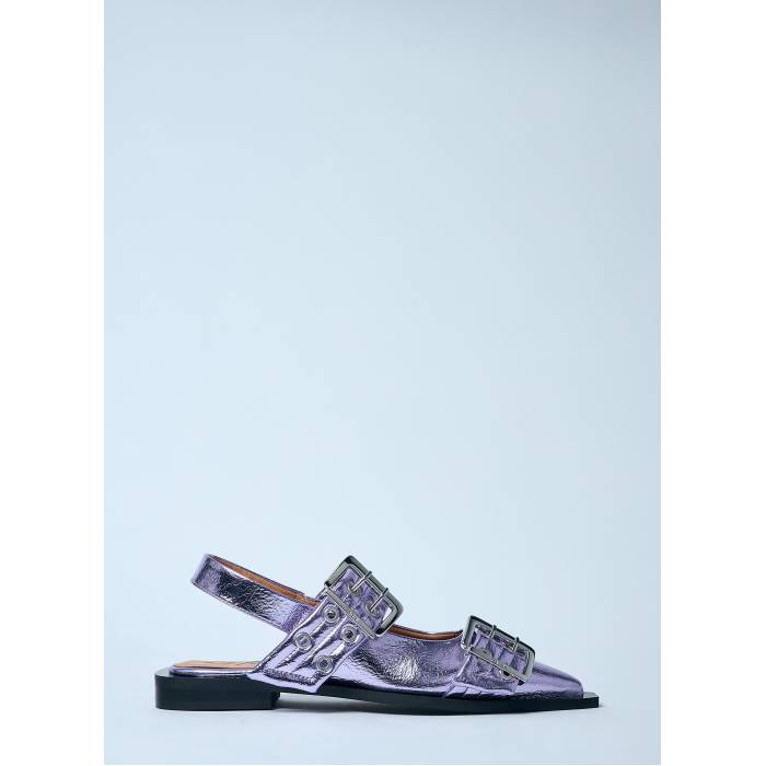 ガニー Ganni 【 Metallic Feminine Buckle Ballerina Flats Women Ppl 】 バックル 女性バレエダンサー レディース