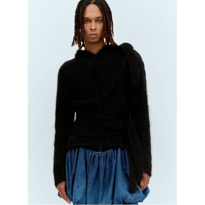 Aaron Esh 【 Mohair Tied Hooded Sweater Men Blk 】 フード付 トレーナー メンズ