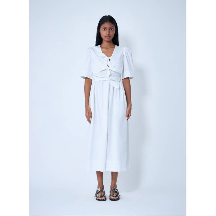 ガニー Ganni 【 Tie-Strap Dress Women Wht 】 ドレス レディース