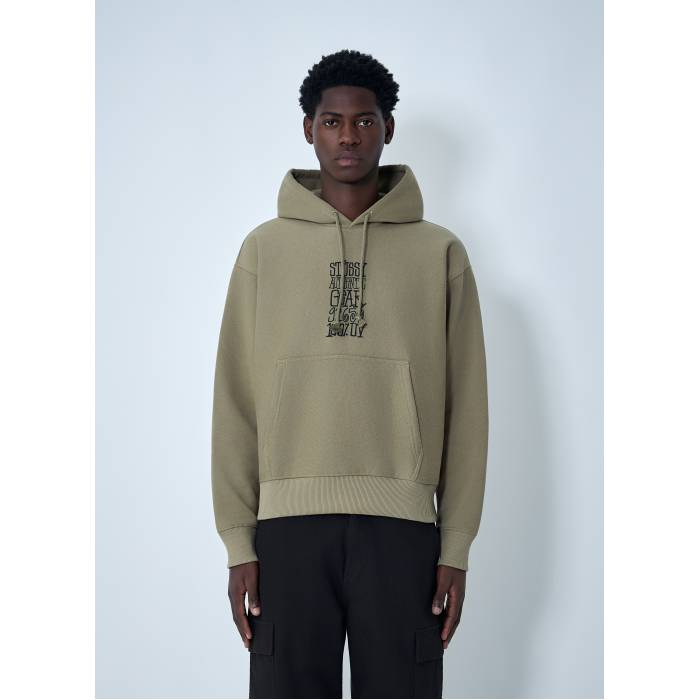 【 Logo Motif Hooded Sweatshirt Men Oli 】 ロゴ フード付 スウェット トレーナー メンズ|スニケス