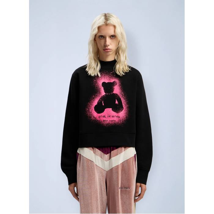 パームエンジェルス Palm Angels 【 Spray Bear Fitted Crew Sweatshirt Women Blk 】 クルー スウェット トレーナー レディース