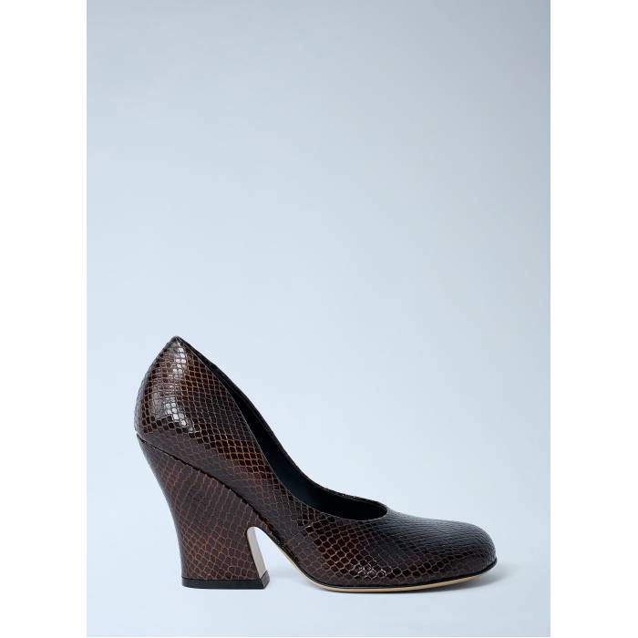 Dries Van Noten 【 Python-Embossed Leather Wedge Pumps Women Brn 】 なめし革 ウェッジ レディース