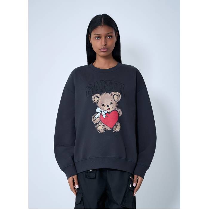 ガニー Ganni 【 Logo Motif Sweatshirt Women Blk 】 ロゴタイプ 汗水 調教師 レディース