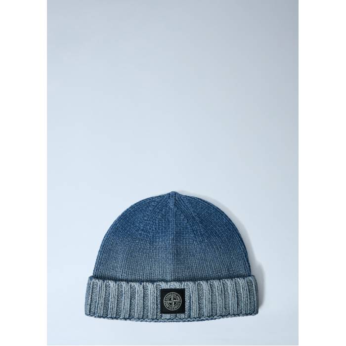 ストーンアイランド Stone Island 【 Logo Patch Beanie Men Blu 】 ロゴタイプ 旗がしら 鳥打ち帽 メンズ