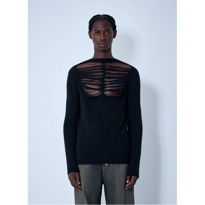 リックオウエンス Rick Owens 【 Wool-Blend Knit Top Men Blk 】 編み物 メンズ