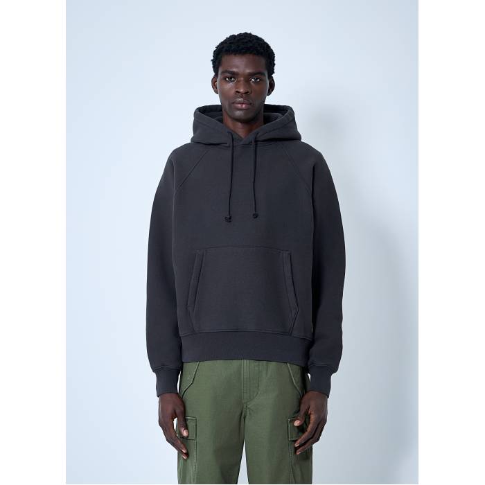 【 Hooded Fleece Sweatshirt Men Blk 】 フード付 フリース スウェット トレーナー メンズ