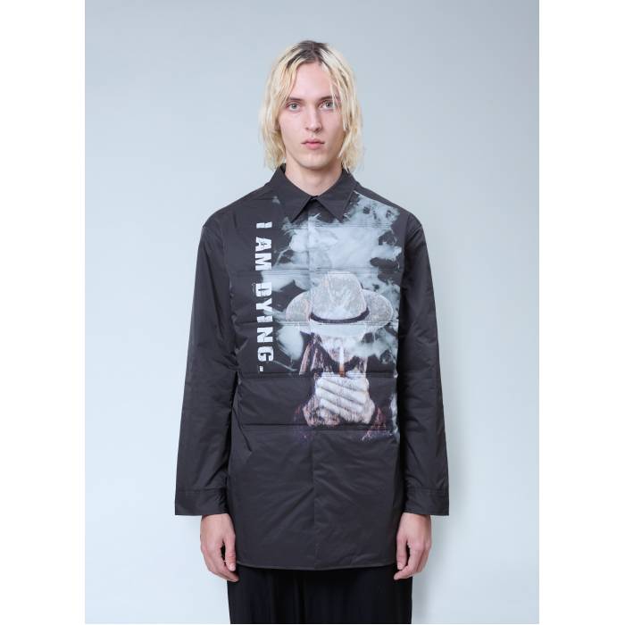 ヨージヤマモト Yohji Yamamoto 【 Printed Padded Shirt Men Blk 】 Padded パッド メンズ