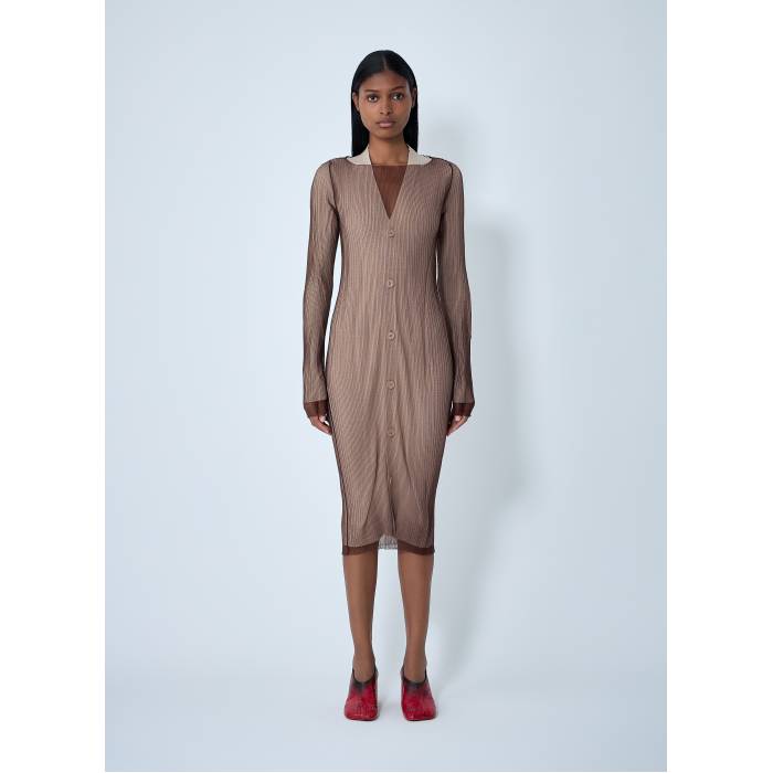 住み家 マルジェラ Mm6 Maison Margiela 【 Layered Cardigan Dress Women Brn 】 ジレー 御召しもの レディース