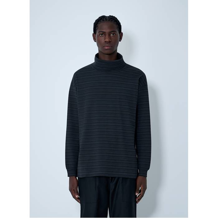 【 Turtleneck Striped Sweater Men Gry 】 調教師 メンズ