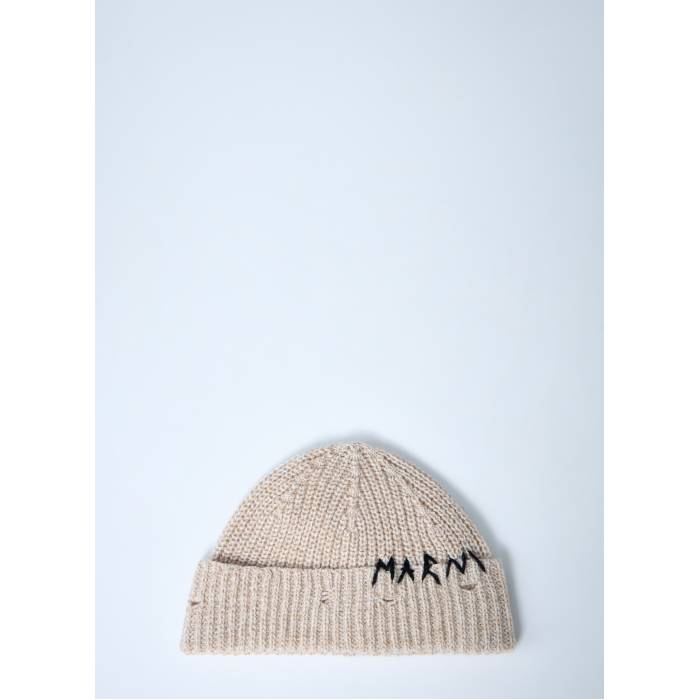 マルニ Marni 【 Logo Motif Beanie Hat Women Bei 】 ロゴタイプ 旗がしら かぶり笠 レディース