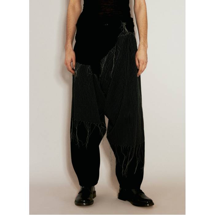 ヨージヤマモト Yohji Yamamoto 【 Embroidery Draped Pants Men Blk 】 メンズ