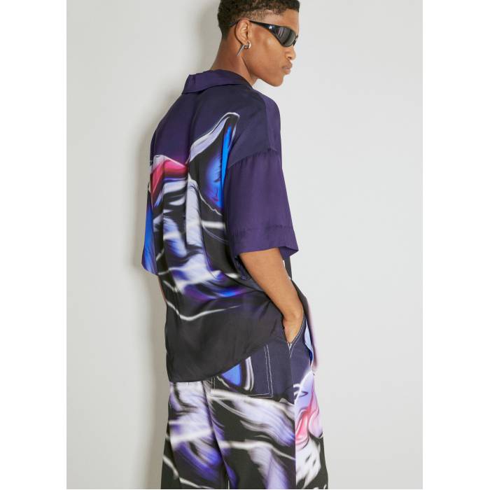 Gerrit Jacob 【 Satin Graphic Shirt Men Nav 】 繻子 グラフィック メンズ