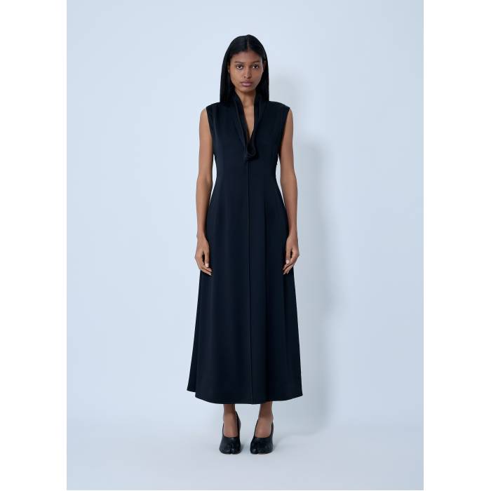 ジルサンダー Jil Sander 【 V-Neck Midi Dress Women Blk 】 Vのど首 御召しもの レディース