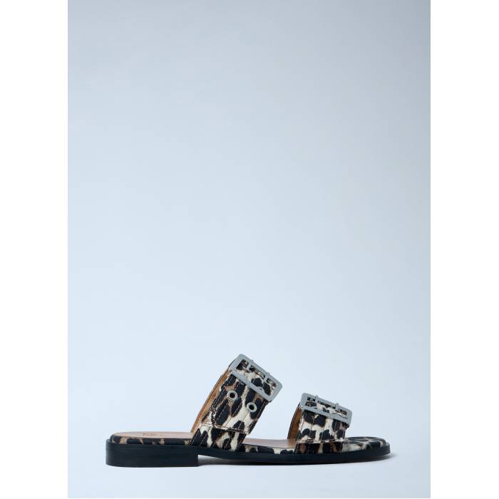 ガニー Ganni 【 Buckle Two Strap Sandals Women Brn 】 バックル 同盟罷工一回り サンダル レディース