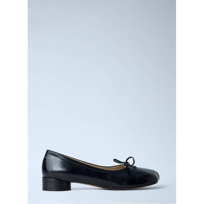 住み家 マルジェラ Mm6 Maison Margiela 【 Leather Ballet Flats Women Blk 】 なめし革 レディース