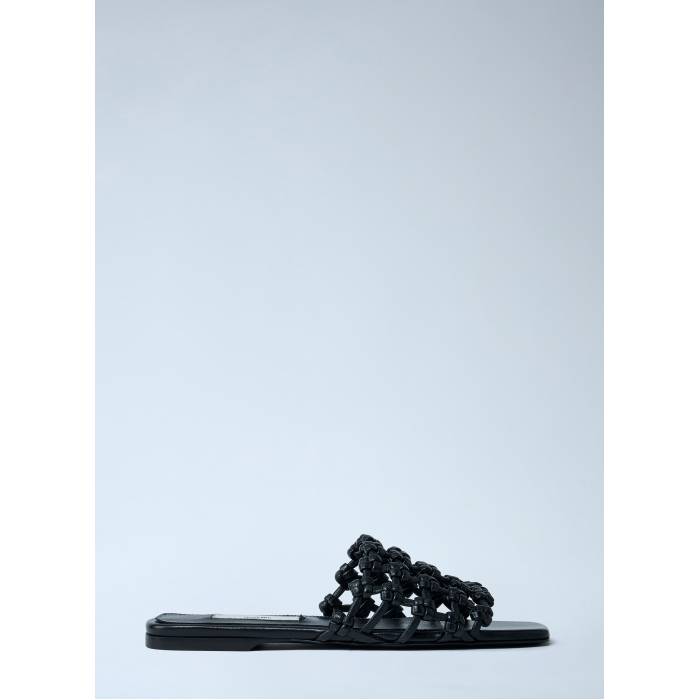 Toteme 【 Braided Leather Slides Women Blk 】 なめし革 レディース