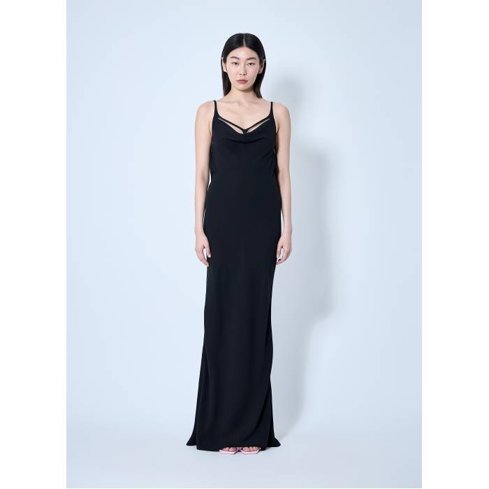 Mugler 【 Crepe Maxi Dress Women Blk 】 クレープ ドレス レディース