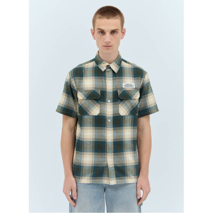 【 Ombre Check Shirt Men Blu 】 メンズ