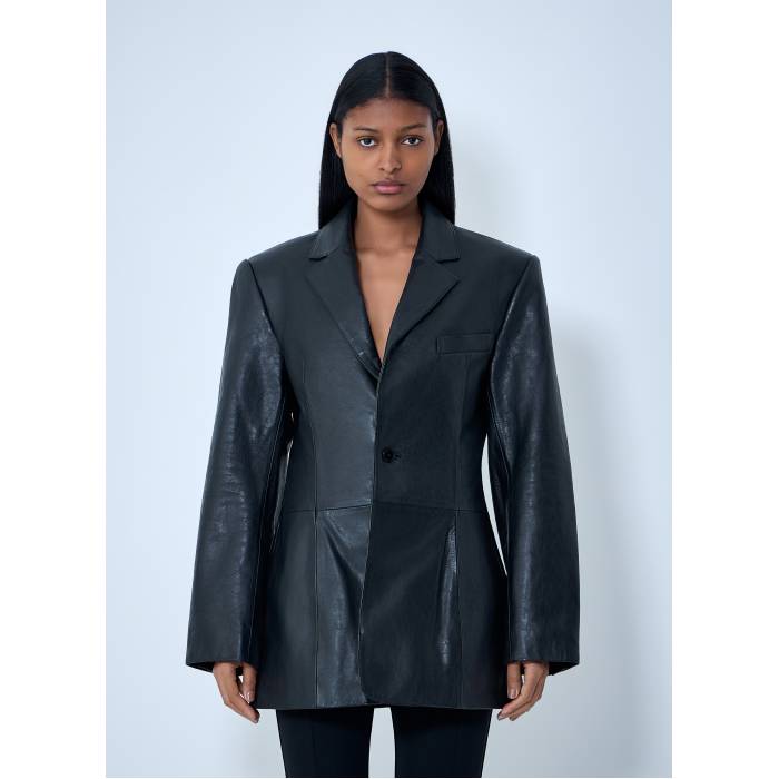 アレキサンダーワン Alexander Wang 【 Leather Single-Breasted Blazer Women Blk 】 なめし革 ブレイザー レディース