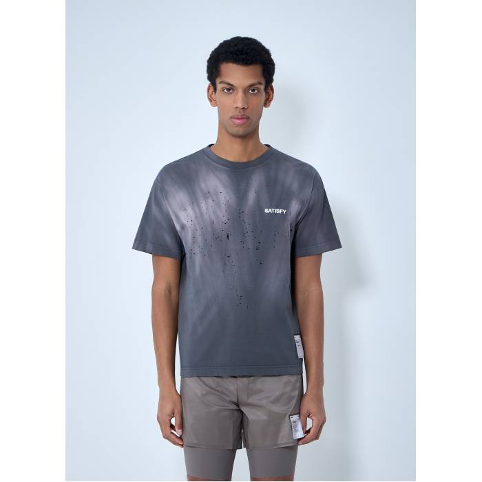 サティスファイ Satisfy 【 Distressed Cotton T-Shirt Men Gry 】 Tシャツ メンズ