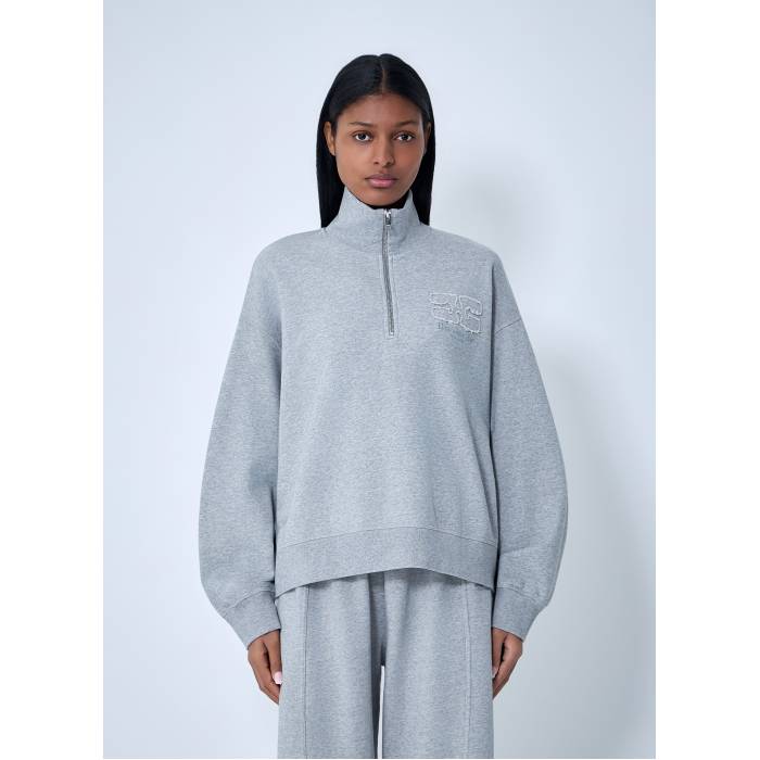 ガニー Ganni 【 Half-Zip Sweatshirt Women Gry 】 汗水 調教師 レディース