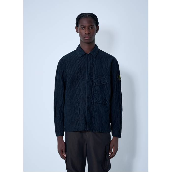ストーンアイランド Stone Island 【 Logo Motif Corduroy Shirt Men Nav 】 ロゴタイプ コール天 メンズ