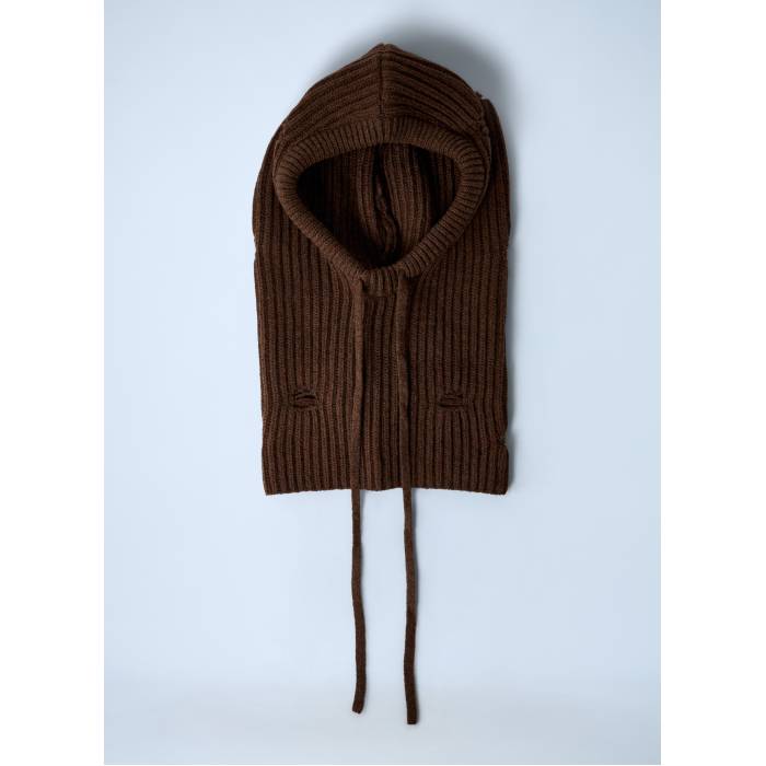 棲み家 マルジェラ Mm6 Maison Margiela 【 Logo Motif Knitted Balaclava Women Brn 】 ロゴタイプ レディース