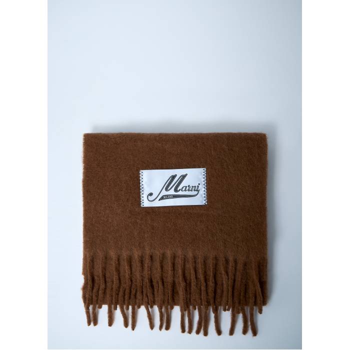 マルニ Marni 【 Fringed Wool Scarf Men Cam 】 スカーフ メンズ
