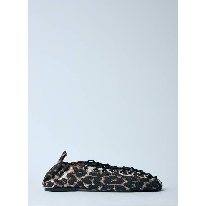 ガニー Ganni 【 Leopard Oleatex Ballerina Flats Women Brn 】 ヒョウ柄 レオパード 女性バレエダンサー レディース