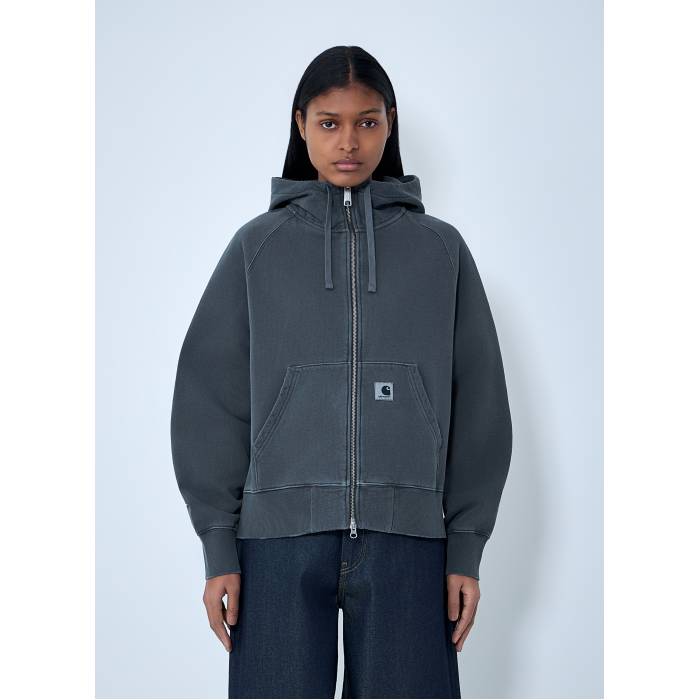鉄道車両ハート形 ダブリューアイピー Carhartt Wip 【 Hooded Torion Zip-Up Sweatshirt Women Gry 】 ボンネット付 流汗 調教師 レディース