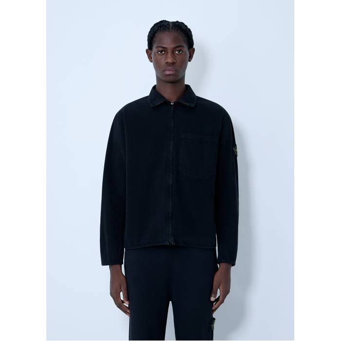 ストーンアイランド Stone Island 【 Logo Patch Overshirt Men Blk 】 ロゴタイプ メンズ