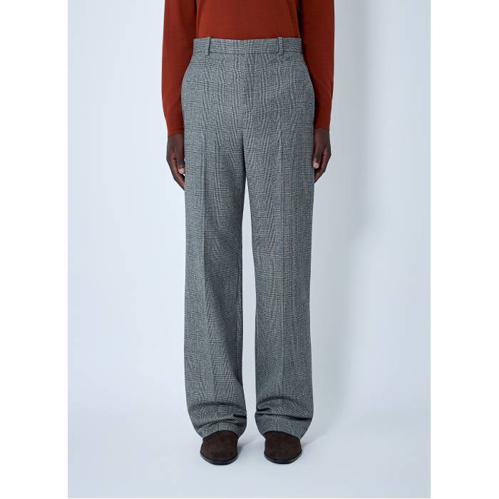 サンローラン Saint Laurent 【 Wide-Leg Wool Blend Pants Men Blk 】 メンズ