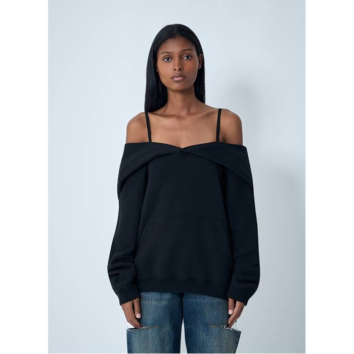 住み家 マルジェラ Mm6 Maison Margiela 【 Hooded Sweatshirt Women Blk 】 調教師 レディース
