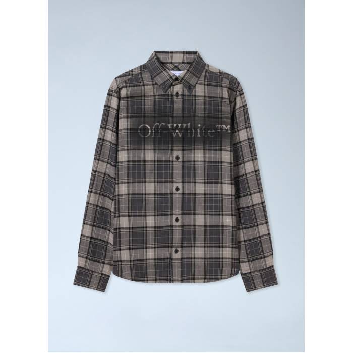 象牙色 Off-White 【 Spray Book Check Flannel Shirt Men Gry 】 メンズ