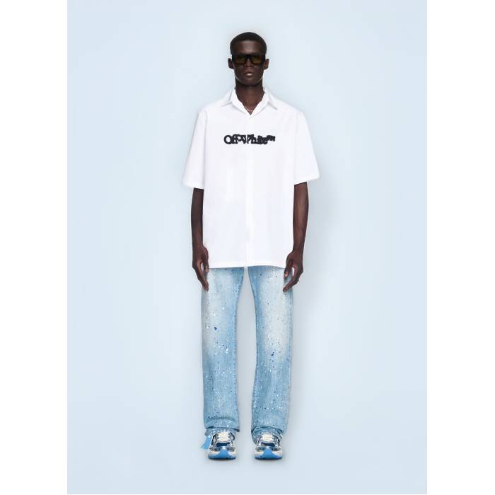 象牙色 Off-White 【 Spray Arrow Bowling Shirt Men Wht 】 箭 メンズ